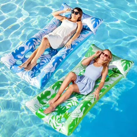 Lot de 2 coussins de piscine flottants – Bouées gonflables ergonomiques pour la détente et la relaxation à la piscine (1/5)
