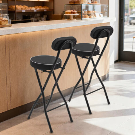 Lot de 2 tabourets de bar pliables avec dossier, tabourets de comptoir pliables, pour petites cuisines et bars, chaises de cuisine (1/5)