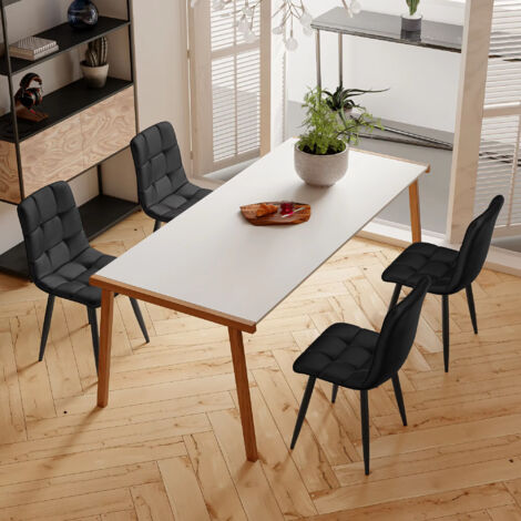 Ensemble de 4 chaises de salle à manger Comanlai, chaises longues, chaises de cuisine, chaises rembourrées avec dossier, pieds en métal (1/5)