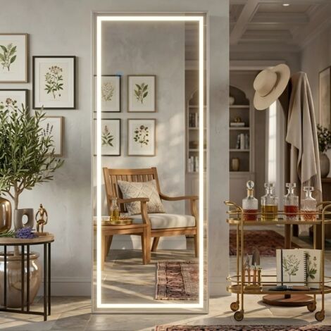 Miroir en pied tactile, éclairage LED réglable, miroir haute résolution étanche pour la maison (1/5)
