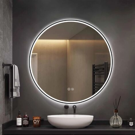 Miroir de salle de bain haute définition anti-buée, miroir suspendu étanche, miroir de salle de bain à intensité variable (1/5)