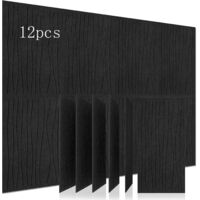 12 panneaux insonorisants auto-adhésifs en PVC, grille rayée, autocollant mural insonorisant, décoration d'intérieur, noir,6030cm