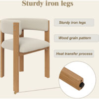 Fauteuil de salle à manger ergonomique (2 pièces), rembourrage épais, pieds en métal stables, finition en bois, respirant et facile à entretenir, parfait pour chambre à coucher, salle à manger et salo