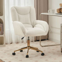 005 Matériau en tissu de qualité supérieure. Chaise pivotante réglable en hauteur, idéale pour l’utilisation au bureau ou à domicile. La chaise est équipée de pieds dorés, et le reste du meuble est de