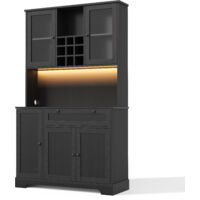 Armoire de cuisine, haute armoire, armoire à rangement, armoire vitrine avec porte. Elle dispose d’un étagment intégré pour les épices. Les compartiments sont réglables.