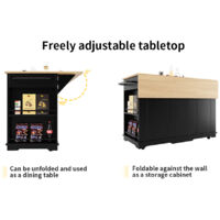 Îlot de cuisine, cloisons démontables, armoire de cuisine, meuble de séjour avec évier, buffet, meuble de séjour à la couleur du bois, buffet, armoire en verre durci, noir