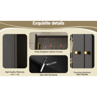 Armoire de cuisine, haute armoire, vitrine d’armoire. Armoire à buffets avec des compartiments réglables. Armoire pour la salle à manger, avec 2 tiroirs. Meuble de rangée avec éclairage LED