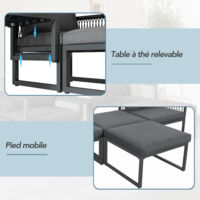 Set de meubles de jardin pour terrasse, 2 chaises, 2 tabourets, combinaisons possibles et réglables, pour intérieur et extérieur. Nom produit : HW24017AAA.