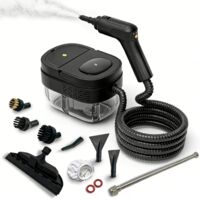 Nettoyeur vapeur, appareil de nettoyage ménager, 3 vitesses, grande capacité de 1600 ml, protection anti-brûlure (Noir - Kit de 9 pièces)