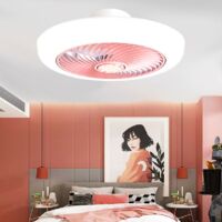 Ventilateur de plafond avec lumière, ventilateur de plafond LED avec télécommande et application, intensité variable, 3 températures de couleur, 46 cm