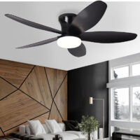 Ventilateur de plafond 88 cm avec éclairage et télécommande, ventilateur de plafond moderne à LED à intensité variable, 6 vitesses, minuterie, 5 pales