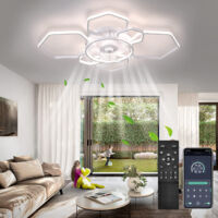 Ventilateurs de plafond 145 W avec lumières, plafonnier encastré à intensité variable avec télécommande et contrôle APP, 6 vitesses de vent, 103 cm