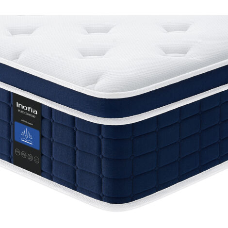 Matelas Inofia Ace Hybrid 160 x 200 cm, Hauteur 26 cm, Matelas à Ressorts Ensachés, Fermeté H2 Moyennement Ferme, 7 Zones, Matelas Orthopédique pour un Sommeil Réparateur (1/5)