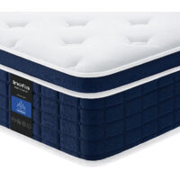Matelas Inofia Ace Hybrid 120 x 200 cm, Hauteur 26 cm, Matelas à Ressorts Ensachés, Fermeté H2 Moyennement Ferme, 7 Zones, Matelas Orthopédique pour un Sommeil Réparateur