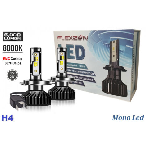 Комплект от 2бр Умалени Мини Лед Led Диодни Крушки H4 Х4 12V 50W 12000lm Mono LED +300% За Фарове Can Bus без грешки къс