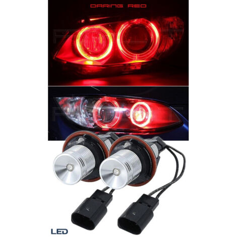 Комплект от 2 броя LED крушки Angel Eyes ангелски очи 12V-24V цвят червен за BMW с Canbus без грешки