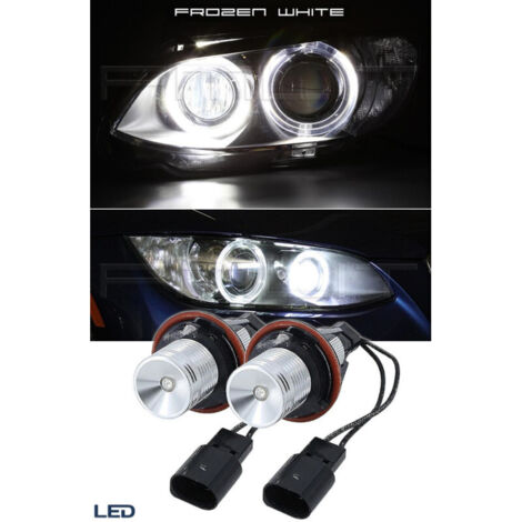 Комплект от 2 броя ярки бели LED крушки Angel Eyes ангелски очи 12V-24V за BMW с Canbus без грешки