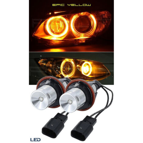 Комплект от 2 броя LED крушки Angel Eyes ангелски очи 12V-24V цвят жълт за BMW с Canbus без грешки