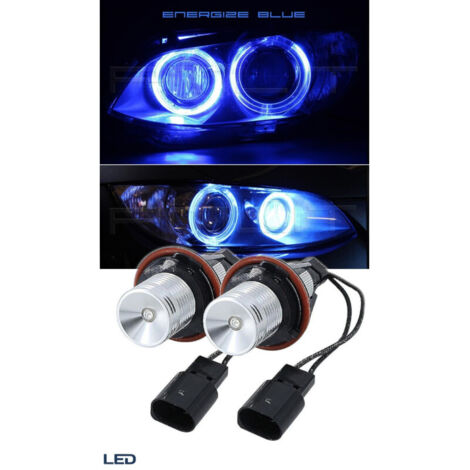 Комплект от 2 броя LED крушки Angel Eyes ангелски очи 12V-24V цвят син за BMW с Canbus без грешки