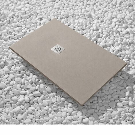 Receveur de Douche 65X100 cm Ligne Vulcano Fin Beige Ral 1019 en Résine Synthétique et Poudre de Marbre avec Bonde Libre - FRASCIO (1/4)
