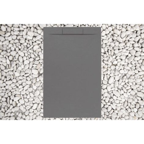 Receveur de douche 130X70 cm Gris RAL 7037 PERLE Vulcano Line PLUS en résine et poudre de marbre avec grille latérale en résine de marbre - FRASCIO (1/5)