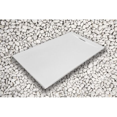 Receveur de douche 100X85 cm Blanc Vulcano Line PLUS en résine et poudre de marbre avec grille latérale en résine de marbre - FRASCIO (1/5)