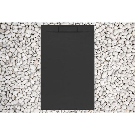 Receveur de douche 170X90 cm NOIR Vulcano Line PLUS en résine et poudre de marbre avec grille latérale en résine de marbre - FRASCIO (1/5)