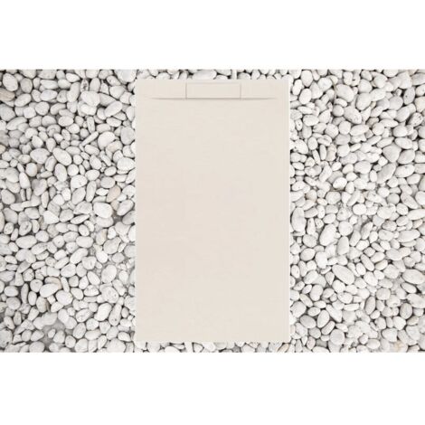 Receveur de douche 80X100 cm Beige Vulcano Line PLUS en résine et poudre de marbre avec grille latérale en résine de marbre - FRASCIO (1/5)