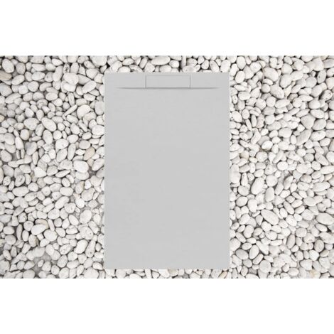 Receveur de douche 200X100 cm GRIS PERLE Vulcano Line PLUS en résine et poudre de marbre avec grille latérale en résine de marbre - FRASCIO (1/5)