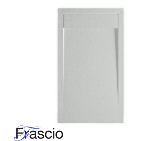 Receveur de douche 90X120 cm avec grille en marbre Vulcano Line Slim Gris perle RAL 7035 en résine et marbre avec bonde offerte - FRASCIO (1/5)