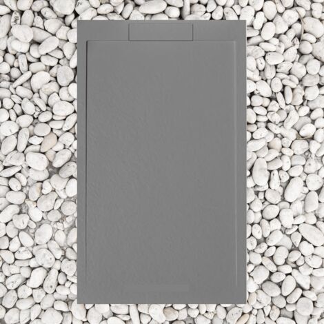 RECEVEUR DE DOUCHE 140x80 cm GRIS Ligne Vulcano SLIM En Résine et Poudre de MARBRE - avec Grille Latérale EN RÉSINE DE MARBRE - FRASCIO (1/5)