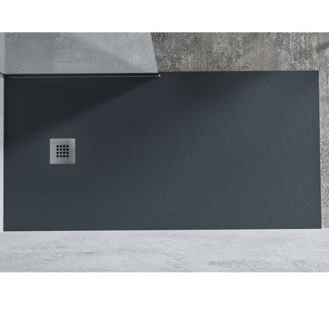 Receveur de Douche 90X140 cm Ligne Vulcano Fin Couleur Anthracite en Résine Synthétique et Poudre de Marbre Avec Drain Gratuit - FRASCIO (1/5)