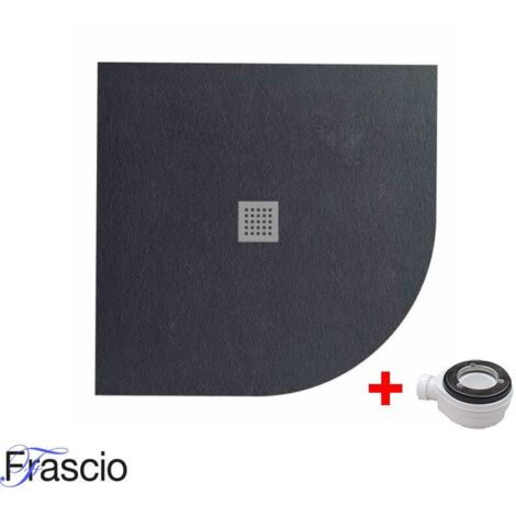 Receveur de douche 80X80 cm semi-circulaire Vulcano Line fin noir en résine synthétique et poudre de marbre avec évacuation gratuite - FRASCIO (1/4)