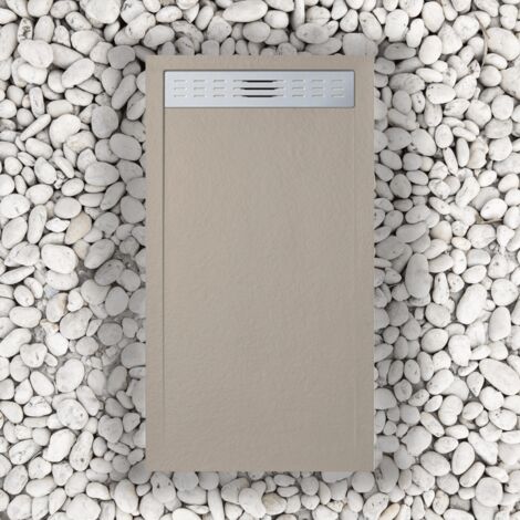 Receveur de douche 90X120 cm avec grille latérale Vulcano Line Slim Moka RAL 1019 en résine et poudre de marbre avec évacuation gratuite - FRASCIO (1/5)
