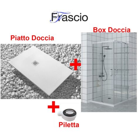 Receveur de Douche 70X90 cm Ligne Vulcano Slim Blanc + Cabine de Douche 70x90 cm Avec Ouverture d'Angle - FRASCIO (1/4)