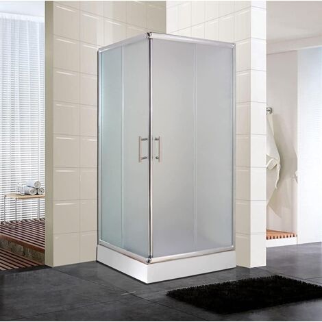 Cabine de Douche 65x70 cm Ouverture d'Angle en Verre Trempé Satiné Profil Chromé - FRASCIO (1/5)