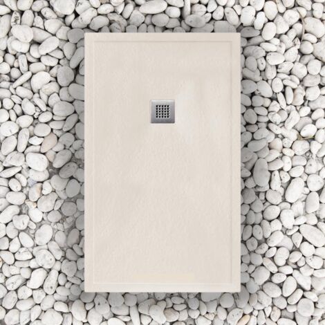 RECEVEUR DE DOUCHE 160X80 cm BEIGE Ligne Vulcano MAX En Résine Et Poudre De Marbre Avec Drainage Libre - FRASCIO (1/5)