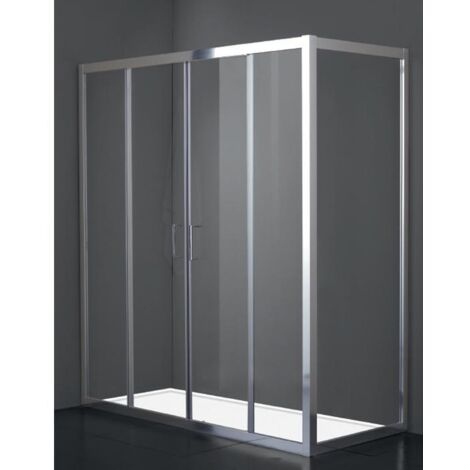 Paroi de Douche 170X70cm Haut 200cm 1 Verre Fixe + Ap. 4 cristaux centraux, cristal transparent - FRASCIO (1/5)