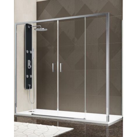 Paroi de Douche 70x190 cm Haut 200cm 1 Verre Fixe + Ap. 4 verres centraux pour une entrée facile, cristal transparent - FRASCIO (1/5)