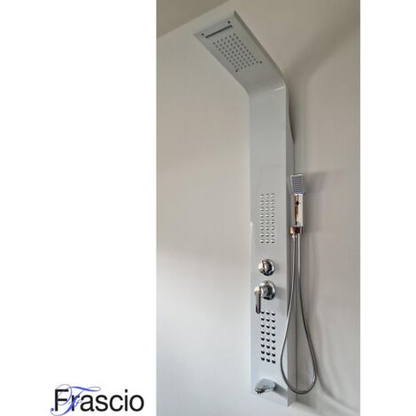 Colonne de douche hydromassante Fra9010 Blanche en acier inoxydable 18/10 Frascio