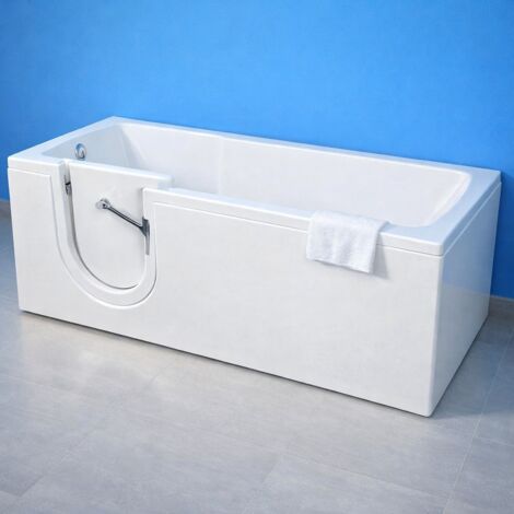 Baignoire avec porte et siège Modèle 17 Mesures 170 x 70 cm Version droite avec hydromassage - FRASCIO