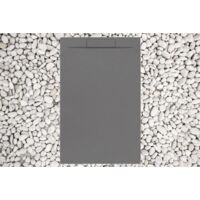 Receveur de douche 75X100 cm Gris RAL 7037 Ligne Vulcano PLUS en résine et poudre de marbre avec grille latérale en résine de marbre - FRASCIO