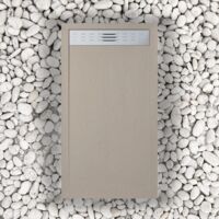 Receveur de douche 90X155 cm avec grille latérale Vulcano Line Slim Moka RAL 1019 en résine et poudre de marbre avec évacuation gratuite - FRASCIO