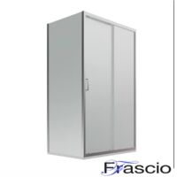 Paroi de douche 100x120 ouverture frontale coulissante avec deux verres dont un côté fixe carré et rectangulaire en verre trempé dépoli - FRASCIO