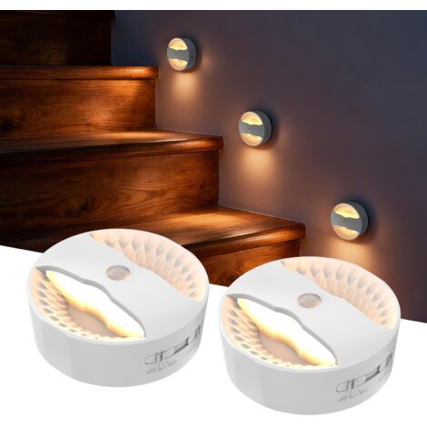 2 veilleuses magnétiques à LED, lampes rechargeables pour couloirs, adaptées aux escaliers et aux halls d'entrée (7.3cm7.3cm,lumière chaude) (1/5)