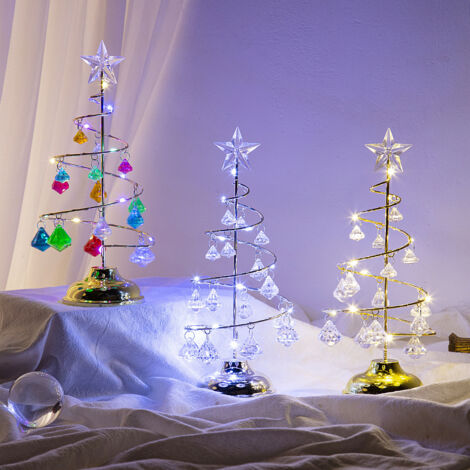 Fuleadture Lot de 3 Guirlandes lumineuses de Noël en cristal,lampes de table LED,sapins de Noël,adaptées à la décoration des chambres d'enfants-piles non incluses (1/5)