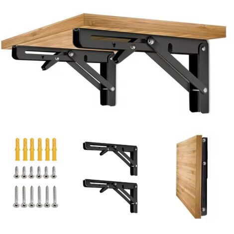 Support triangulaire pliable de 50,8 cm , support à monter soi-même, compatible avec les tables pliantes et les tables murales, noir, lot de 2