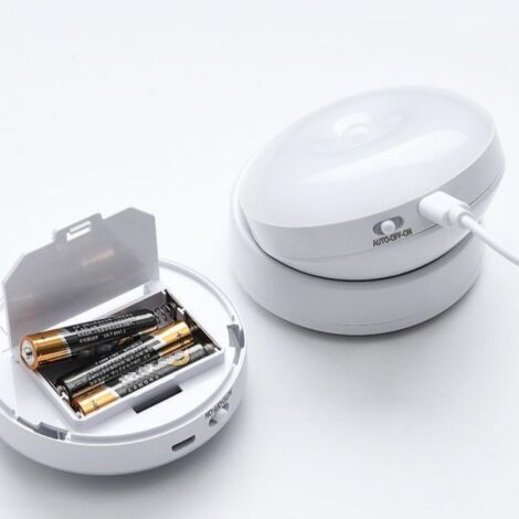 Lot de deux veilleuses LED, lampes de couloir à détecteur de mouvement, lampes murales rechargeables pour escaliers (blanc froid) (1/5)