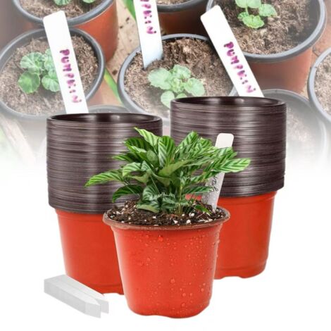 Pots de pépinière de plantes (100 pièces), pots de fleurs en plastique de 4 pouces, adaptés à la décoration de la maison et du bureau, DIY (1/5)