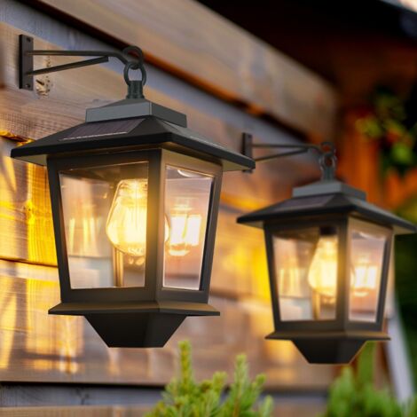 Deux lampes de patio étanches, E26, appliques murales solaires, 4 panneaux solaires, adaptées aux jardins, patios et allées. (1/5)